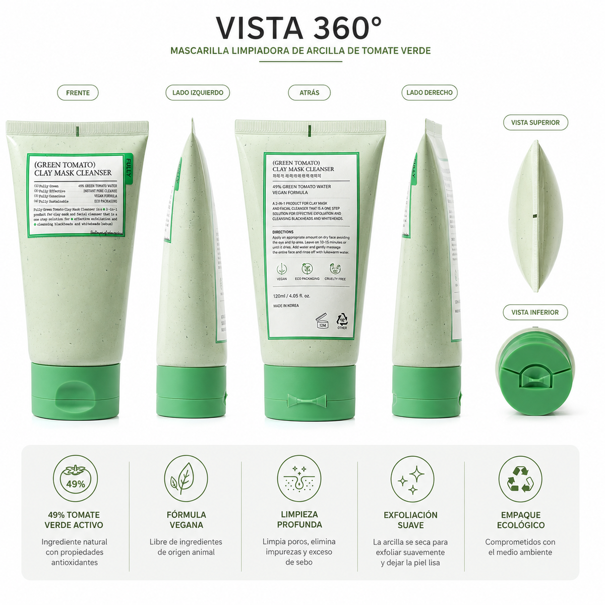 Mascarilla limpiadora de arcilla de tomate Verde